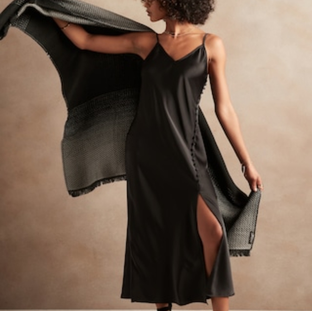 COPY - Gorgeous Covered Button Satin Midi Slip Dress